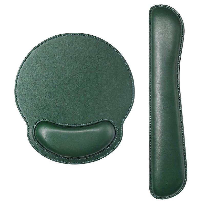 iVeze Ergonomic Mouse Pad Set Keyboard Wrist Rest Pad and Mousepads with Wrist Support,iVeze Pu Leather Memory Foam Lightweight Comfortable Mouse Pads for Home Office Efficient Working,Green - Image 1